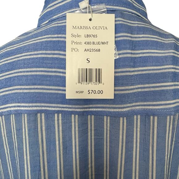 NWT Marissa Olivia Blue with White Stripe Oversized Shirt Dress Size Small - Picture 5 of 7